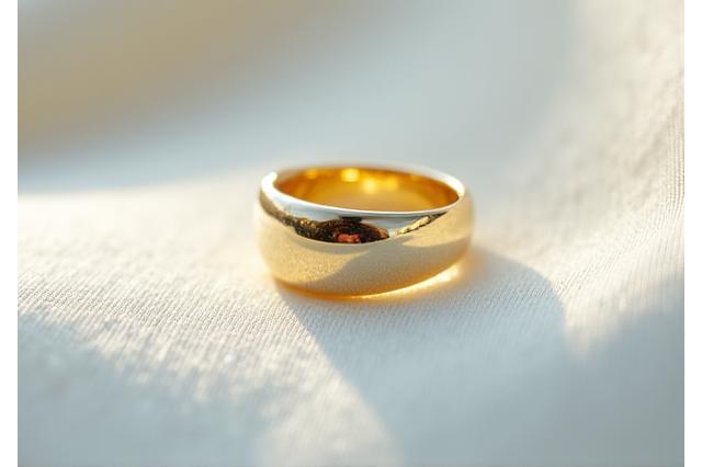 磨き上げられたジュエリーが、柔らかい布の上で光を反射している様子。最終仕上げの輝きが細部まで見て取れる。